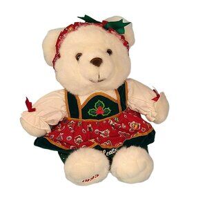 Vintage Santa Magical Toyshop 1995 White Bear Heather Christmas Velvet Dress